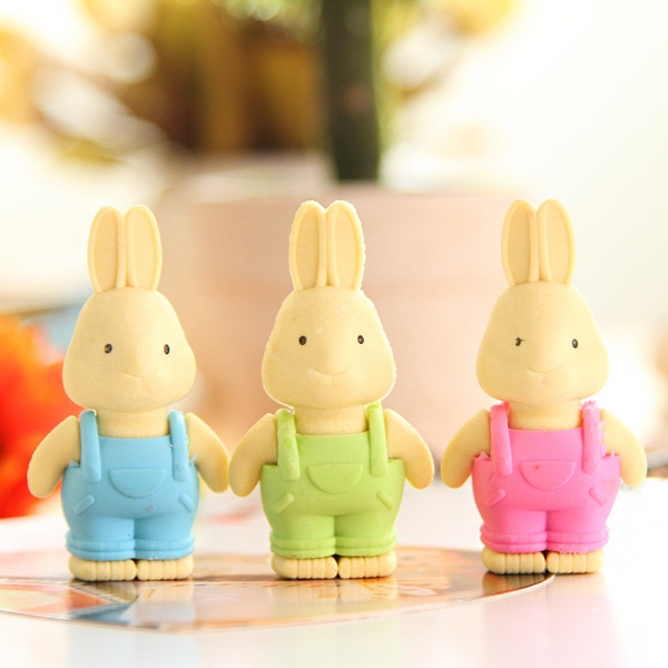 Cute Rabbits Animals Puzzle Erasers Novelty Fun Kids Rubbers Party Gift Bag Fillers