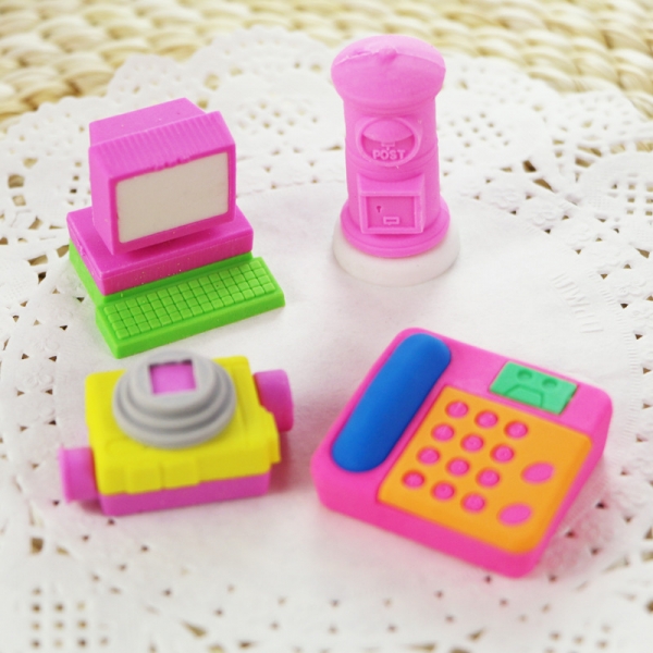 Computer Telephone Camera Cute Puzzle Erasers Set Novelty Fun Kids Rubbers Party Gift Bag Fillers