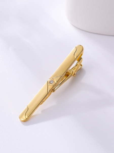 T1-15-004 Mens Metal Silver Gold Tie Clip