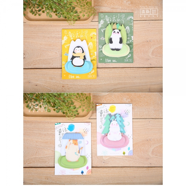 Cute Animals Giant Panda Rabbit Cat Penguin Novelty Sticky Notes Pad Bookmark Memo Index Page Marker