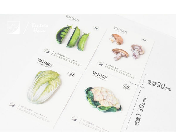 Cute Vegetables Mushrooms Peas Cauliflower Cabbage Novelty Sticky Notes Pad Bookmarks Page Markers