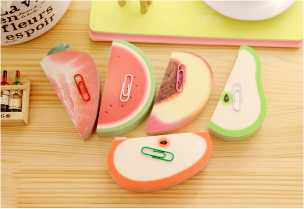 Fruits Vegetables 3D Shape Cute Sticky Notes Novelty Bookmark Memo Index Tab Page Markers