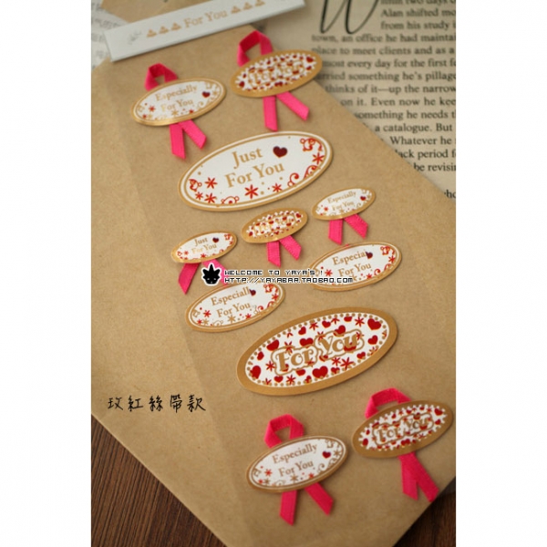 Rose Red Ribbon Gift Tag Stickers