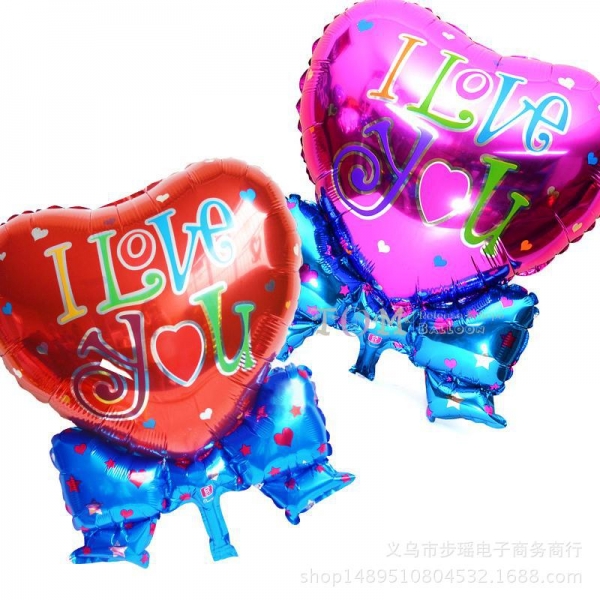 27 Inch Large I Love You Heart Tie Bow Foil Party Balloons Birthday Wedding Anniversary Celebration