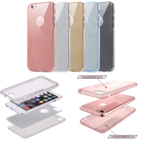 Coloured Full Cover Transparent or Glitter Soft Phone Case With Screen Protector