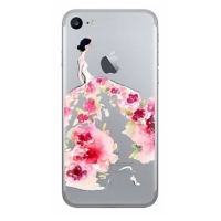 Girl In Pink Floral Party Dress Phone Case Soft Cover iPhone 5 6 6S 7 8 Plus