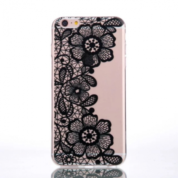 Black Daisy Flowers Phone Case Silicone Rubber Soft Cover iPhone 5 6 6S 7 8 Plus