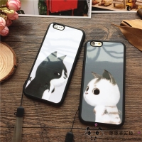 Black White Kitten Cat Glossy Phone Case Rubber Soft Cover iPhone 5 5S 6 6S Plus