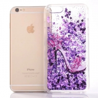 Glitter Liquid High Heel Shoe Purple iPhone 6 6S Phone Case