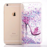 Glitter Liquid High Heel Shoe Pink B iPhone 6 6S Phone Case