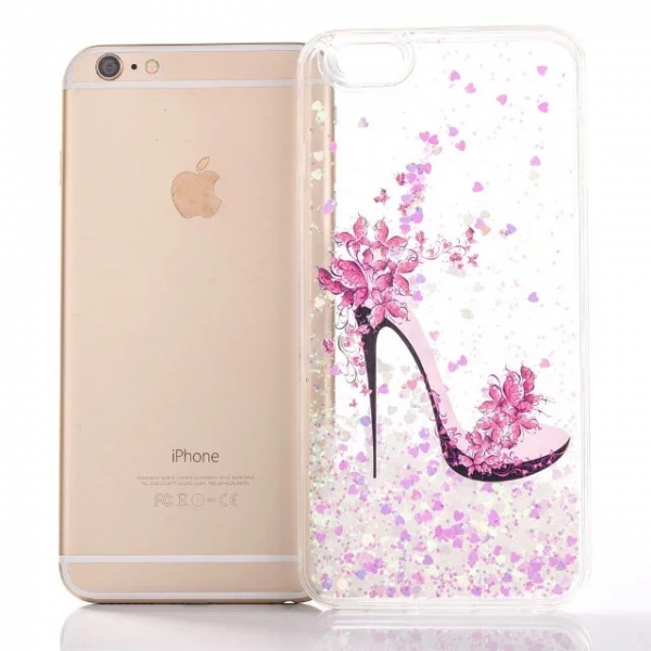 Glitter Liquid High Heel Shoe White iPhone 6 6S Phone Case