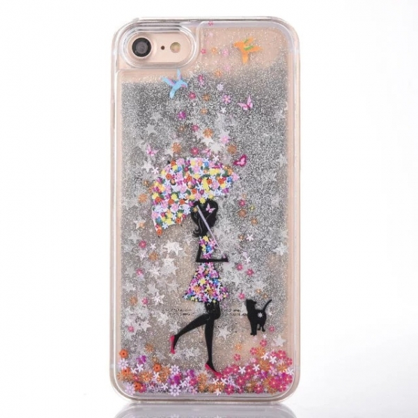 Glitter Liquid - Girl B Silver iPhone 10 iPhone X Phone Case