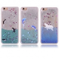 Polar Animals Bear Dolphins Penguins Glitter Liquid Hard Phone Case Cover iPhone 5 5S 6 6S 7 Plus