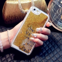 Glitter Liquid - Floating Stars Gold iPhone 6 6S Phone Case