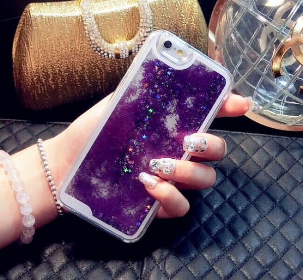 Glitter Liquid - Floating Stars Purple iPhone 6 Plus 6S Plus Phone Case