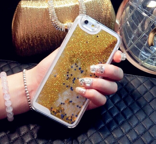 Glitter Liquid - Floating Stars Gold iPhone 6 Plus 6S Plus Phone Case