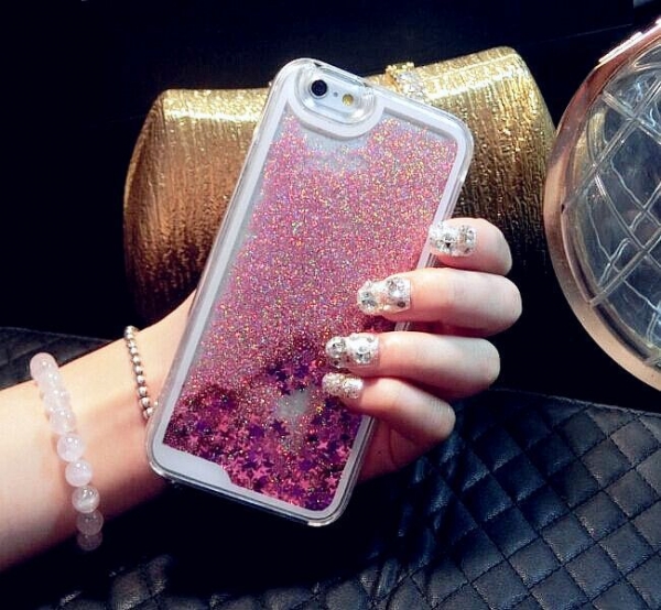 Glitter Liquid - Floating Stars Pink iPhone 6 Plus 6S Plus Phone Case