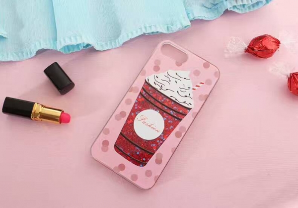 Pink Coffee Milk Shake Liquid Glitter Hard Phone Case Cover iPhone 6 6S 7 8 Plus