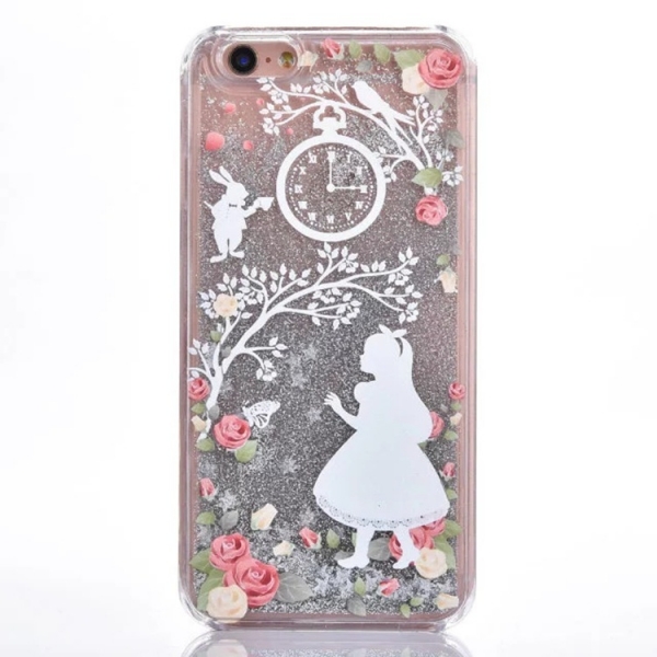 Glitter Liquid-Alice In Wonderland Girl Silver B iPhone 6 6S Phone Case