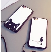Black Kitten Cat White Glossy Phone Case Cover iPhone 5 5S 6 6S Plus