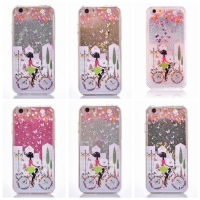 Cycling Girl Glitter Liquid Hard Phone Case Cover iPhone 5 5S 6 6S 7 8 Plus