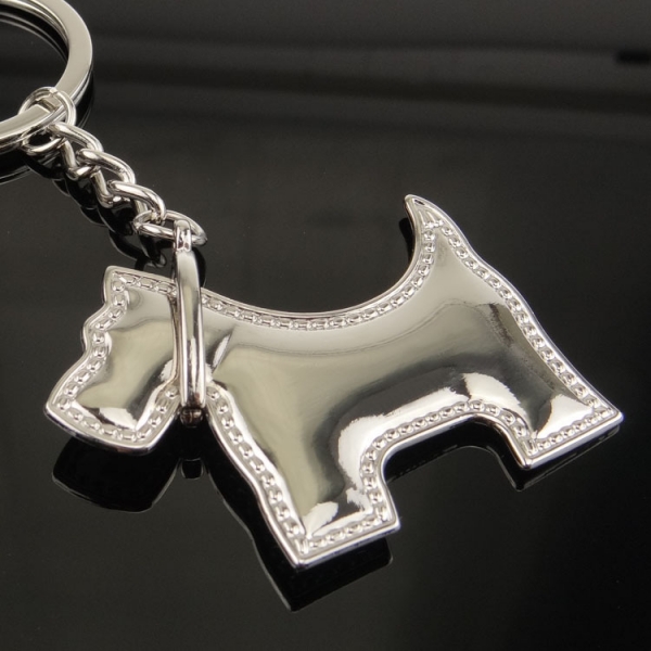 Cute Scottish Terrier Puppy Dog Silver Keyrings Novelty Metal Key Chain