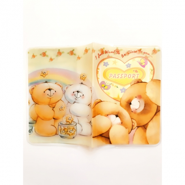 Lovely Bears Couple Cute Passport Cover Travel ID Holder Wallet Protector Case Card Ticket Pouch