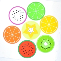6PC Fruit Coaster Set Colorful Silicone Cup Drinks Holder Mat Tableware Placemat