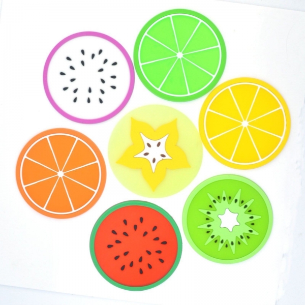 FREE 6pc Fruits Shape Round Silicone Coasters)