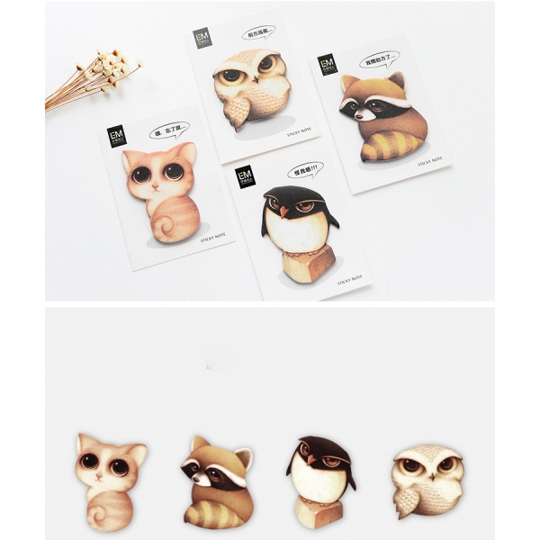 Cute Animals Cat Owl Penguin Novelty Sticky Notes Pad Bookmark Memo Index Tab Page Markers