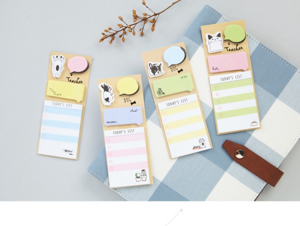 4pk Dogs Cats To Do List Sticky Notes Pad Bookmarks Memo Index Tab Page Markers