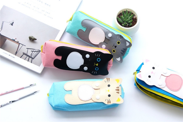 Cute Kitten Cats Canvas Pencil Cases Cosmetics Make Up Bags Pen Pouches