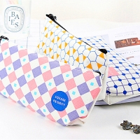 Colourful Patterned Canvas Cute Pencil Cases Cosmetics Make Up Bags Pen Pouches