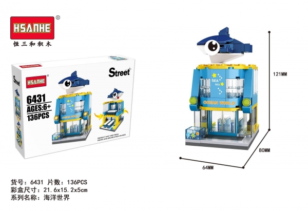 Aquarium Ocean World Theme Park Building Bricks Toys Construction Blocks Toy Set