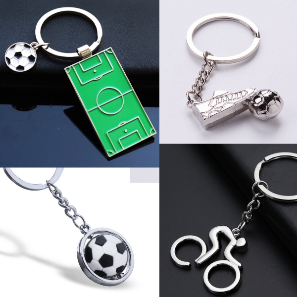 Football Cycling Badminton World Cup Sports Gym Lovers Silver Metal Keyring