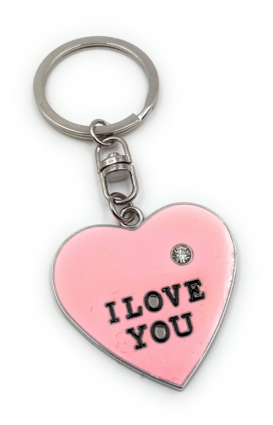 Pink I Love You Heart Shape Keyring Metal Key Chain Lovers Christmas Gift