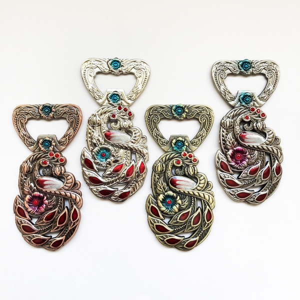 Vintage Style Peacock Wild Bird Magnetic Novelty Metal Bottle Opener With Magnet
