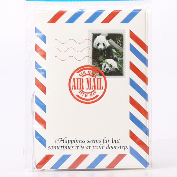 Giant Panda Postcard Passport Cover Travel ID Holder Wallet Case With Card Ticket Pouch Elastic Band