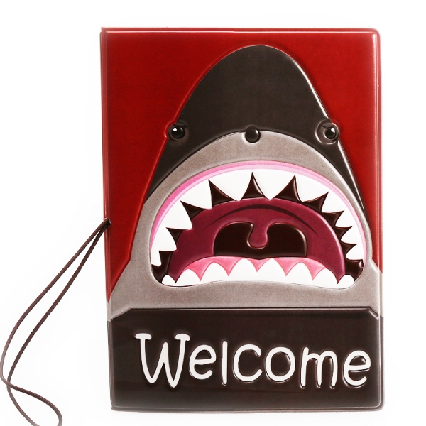 Cool Shark Animals Passport Cover Travel ID Holder Wallet With Card Case Ticket Pouch Elastic Band