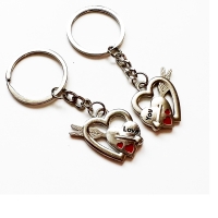 Cupid Arrow Heart Silver Couple Keyrings Lovers Puzzle Metal Keyring Set A Pair
