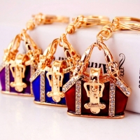 Vintage Style Handbag Shape Crystal Diamante Bag Charm Pendant Keyring