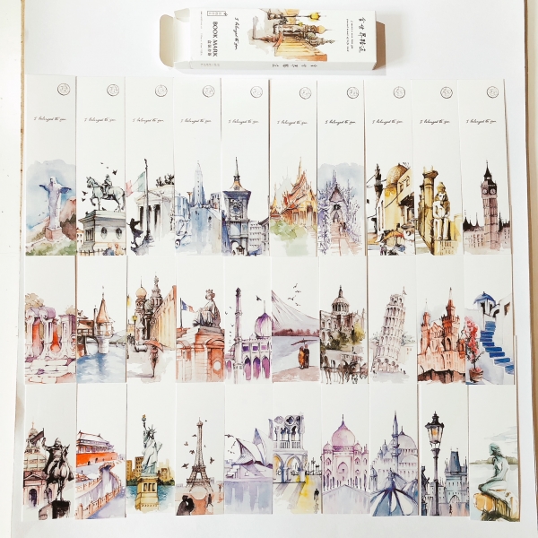 30pc World Famous Landmarks Cute Paper Bookmarks For Books Book Markers Gift For Readers