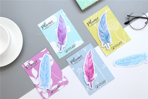 4pk Colourful Bird Feathers Cute Sticky Notes Pad Novelty Memo Index Tab Page Markers