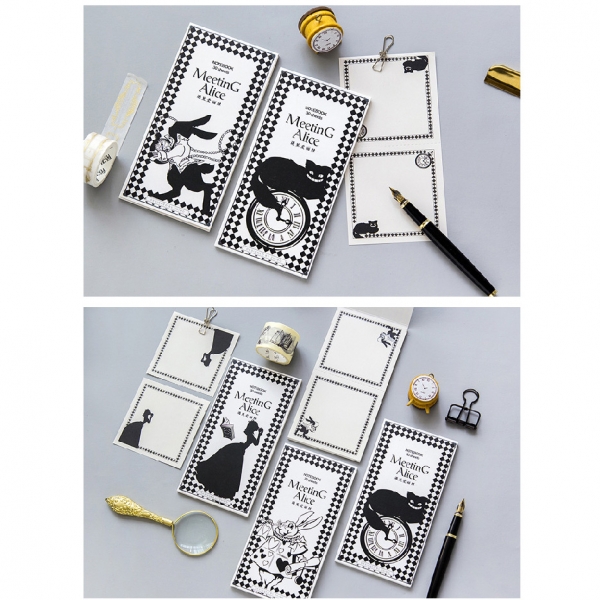 Alice In Wonderland Cute Notebooks Note Books Small Notepads Notes Pad Pocket Memo Pads Blank Page