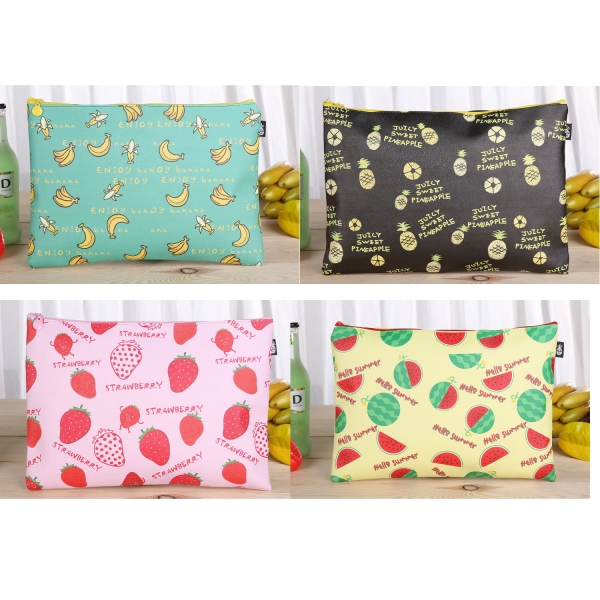 Cute Fruits Strawberry Watermelon Banana Pineapple Fashion A4 Canvas Document Wallets File Folders