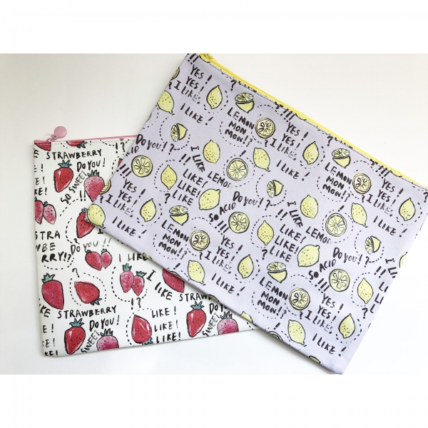 Cute Summer Fruits Fashion A4 Canvas Document Wallets File Folders Large Pencil Case Make Up Bags