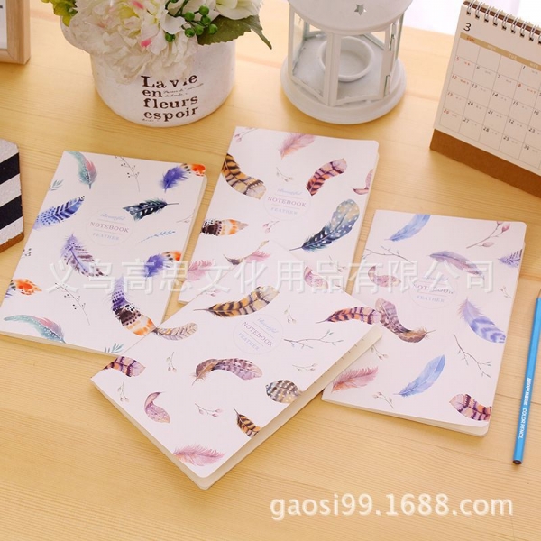 Colourful Birds Feather A5 Cute Notebooks Lined Note Books Large Notepads Notes