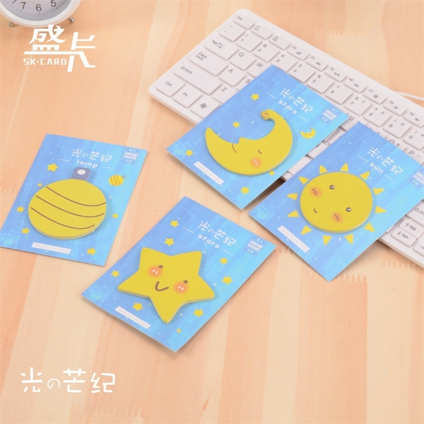 Cute Sun Star Moon Earth Planet Novelty Sticky Notes Pad Bookmark Memo Index Tab Page Markers