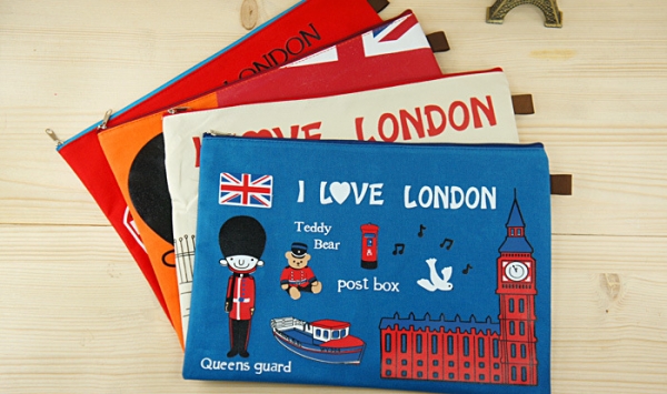 I Love London Royal Guard Canvas Make Up Bag Pencil Case Fashion A4 Document Wallets File Folders