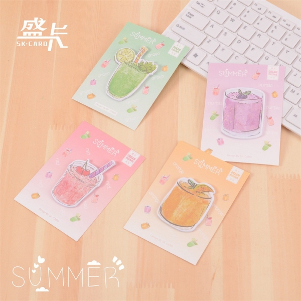 Cute Summer Smoothies Fruit Juice Drink Novelty Sticky Notes Pad Memo Index Tab Page Markers